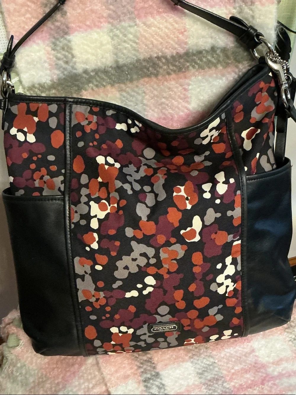 Coach Black Multi-Color Abstract Print Shoulder Bag